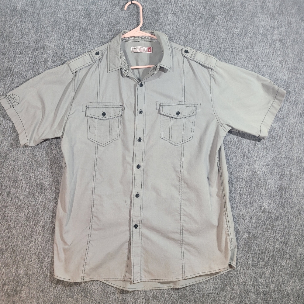 Sovereign Code Button Down Shirt Short Sleeve Casual Cotton Mens L